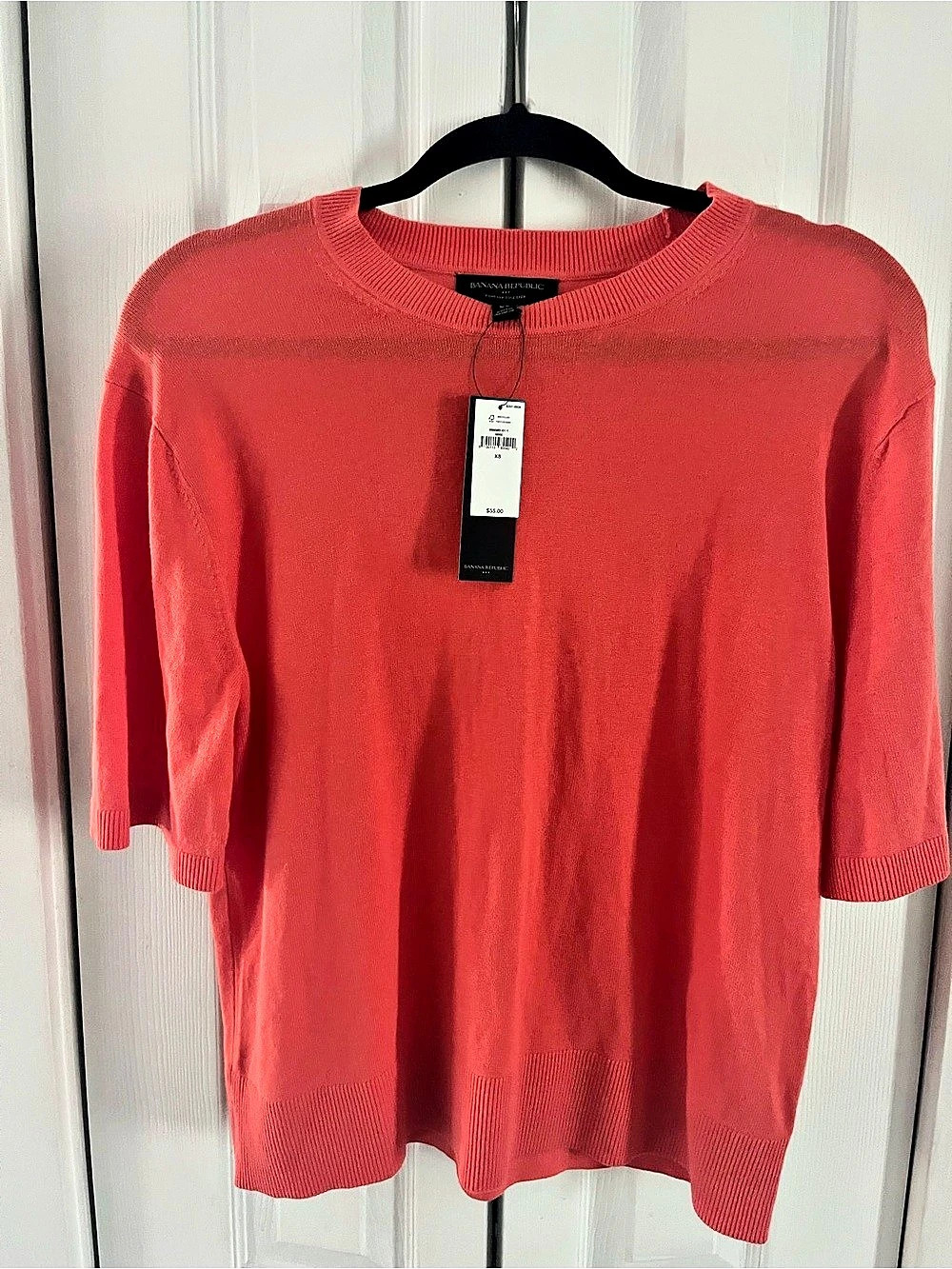 Banana Republic Short Sleeve Forever Sweater peach  XS NWT